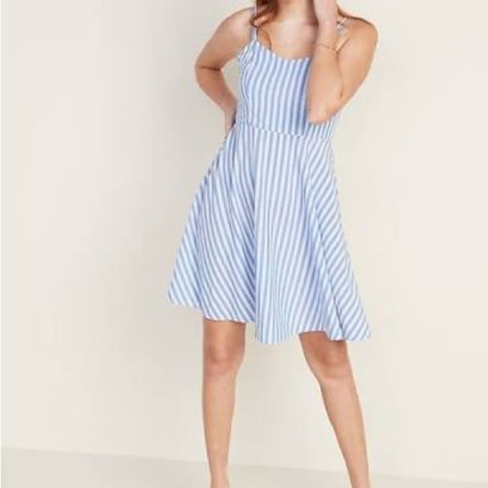 Old Navy Blue & White Striped Mini Sundress